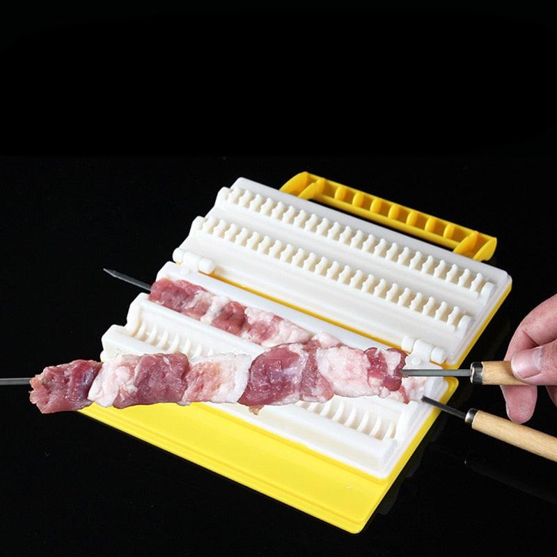 Machine à brochettes de barbecue, outils portables pour brochettes, boîte à brochettes, accessoires de cuisine pour barbecue, outils automatiques pour brochettes de viande, machine à brochettes de bœuf facile à utiliser, outils de cuisine et de barbecue