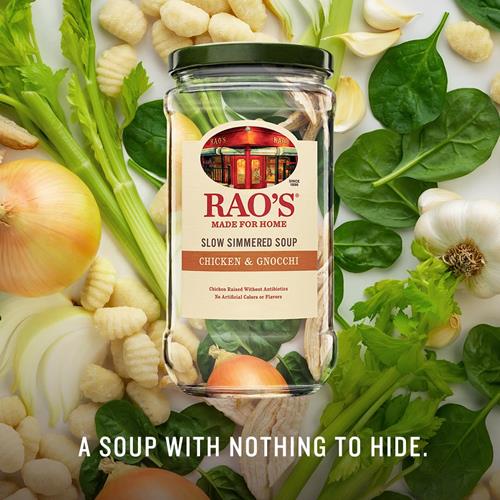Soupe de gnocchis au poulet Raos Made For Home 450 g, soupe italienne traditionnelle prête à chauffer et à servir, préparée avec du poulet et des légumes de première qualité