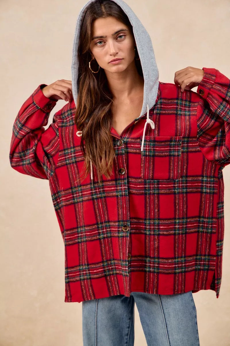 Veste à capuche à carreaux BiBi