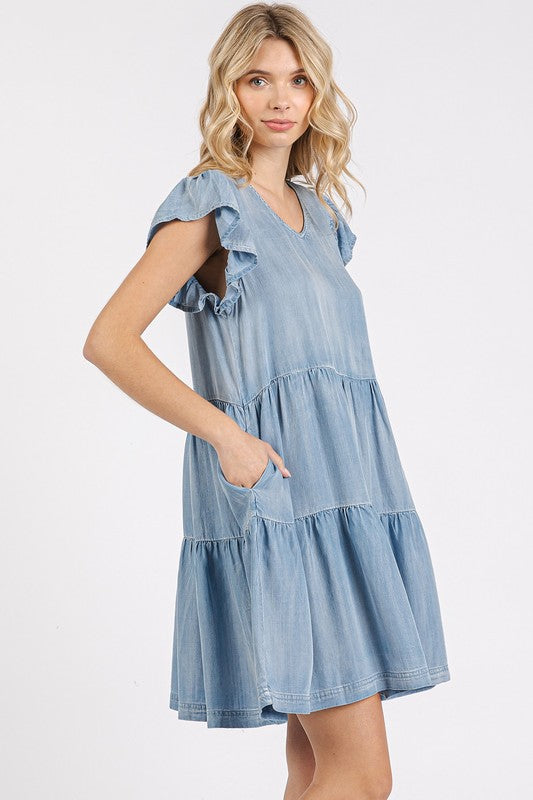 Nouvelle Robe Mini à Volants et Manches Courtes à Col en V pour Femme – Style Léger, Tendance, Féminin, Élégant et Ludique