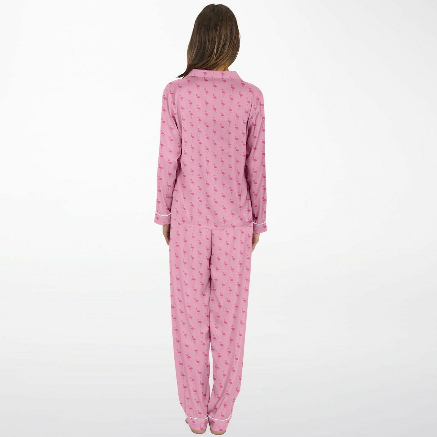 Pyjama en satin simple flamant rose