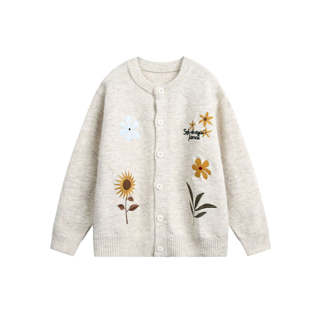 Cardigan pull brodé fleuri rétro pour femme