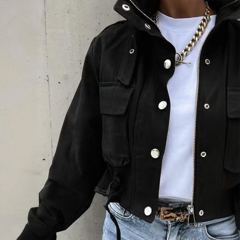 Veste à col montant et ourlet coulissant pour femme
