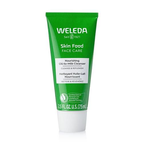 Nettoyant lait-huile nourrissant Weleda Skin Food Soin du visage, 75 ml, nettoyant riche en plantes avec huile de graines de tournesol, extrait de camomille et pensée sauvage