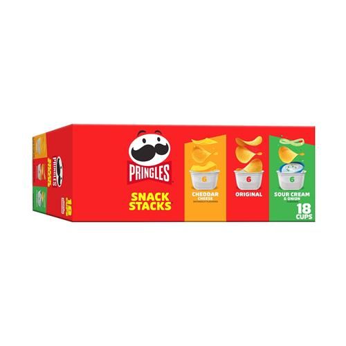 Pringles Croustilles, Collations pour le déjeuner, Collations à emporter, Petits paquets de croustilles, Paquet varié, Boîte de 12,9 oz (18 tasses)