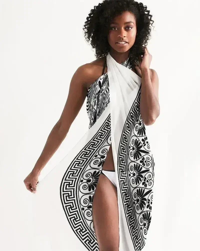 Cache-maillot noir bohème transparent