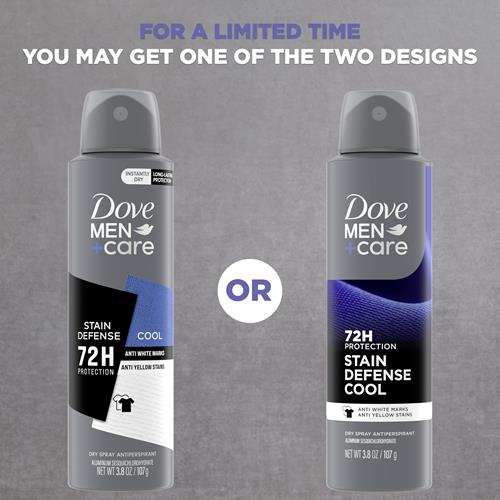 Dove Men+Care Anti-transpirant Déodorant Anti-Taches Fraîcheur Sèche en Vaporisateur pour Homme Anti-Marques Blanches et Jaunes, Protection Anti-Transpiration et Odeurs 72H avec Technologie Triple Protection 107g