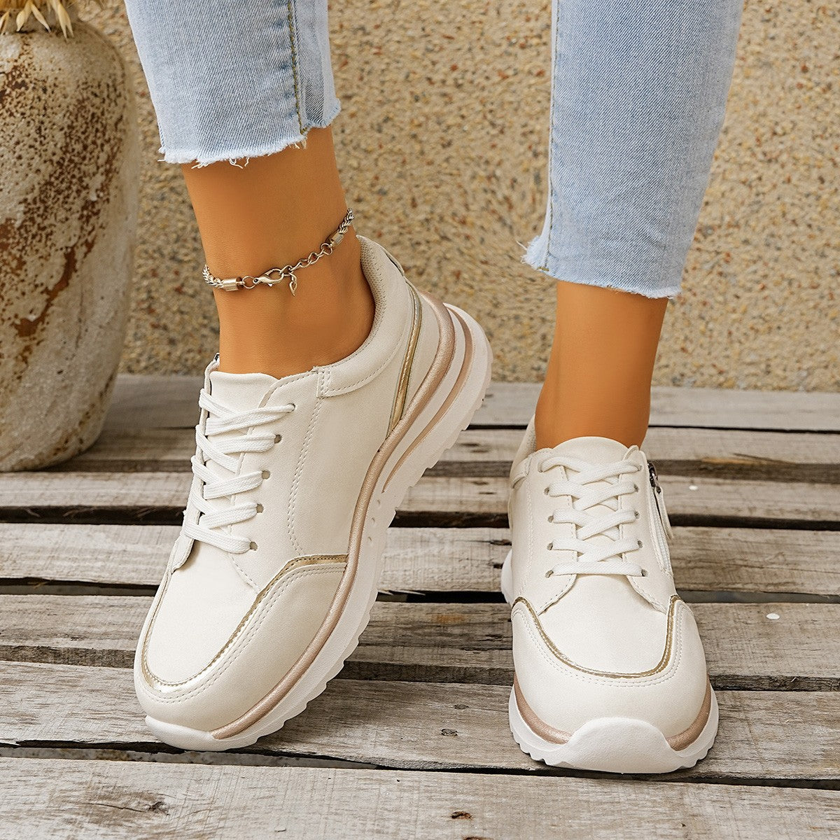 Baskets montantes à talon épais et fermeture éclair latérale – 3 couleurs EU 36-43