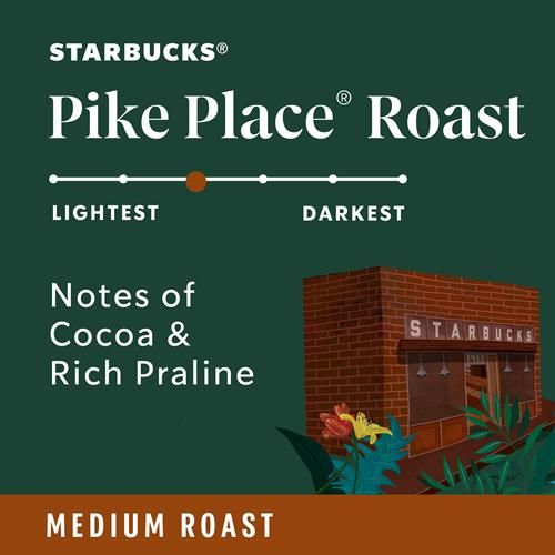 Café moulu Starbucks, café torréfié moyen, Pike Place Roast, 100 % Arabica, 1 sachet (340 g)