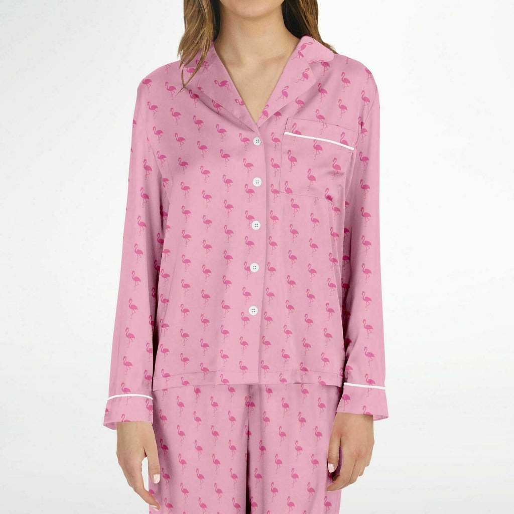 Pyjama en satin simple flamant rose
