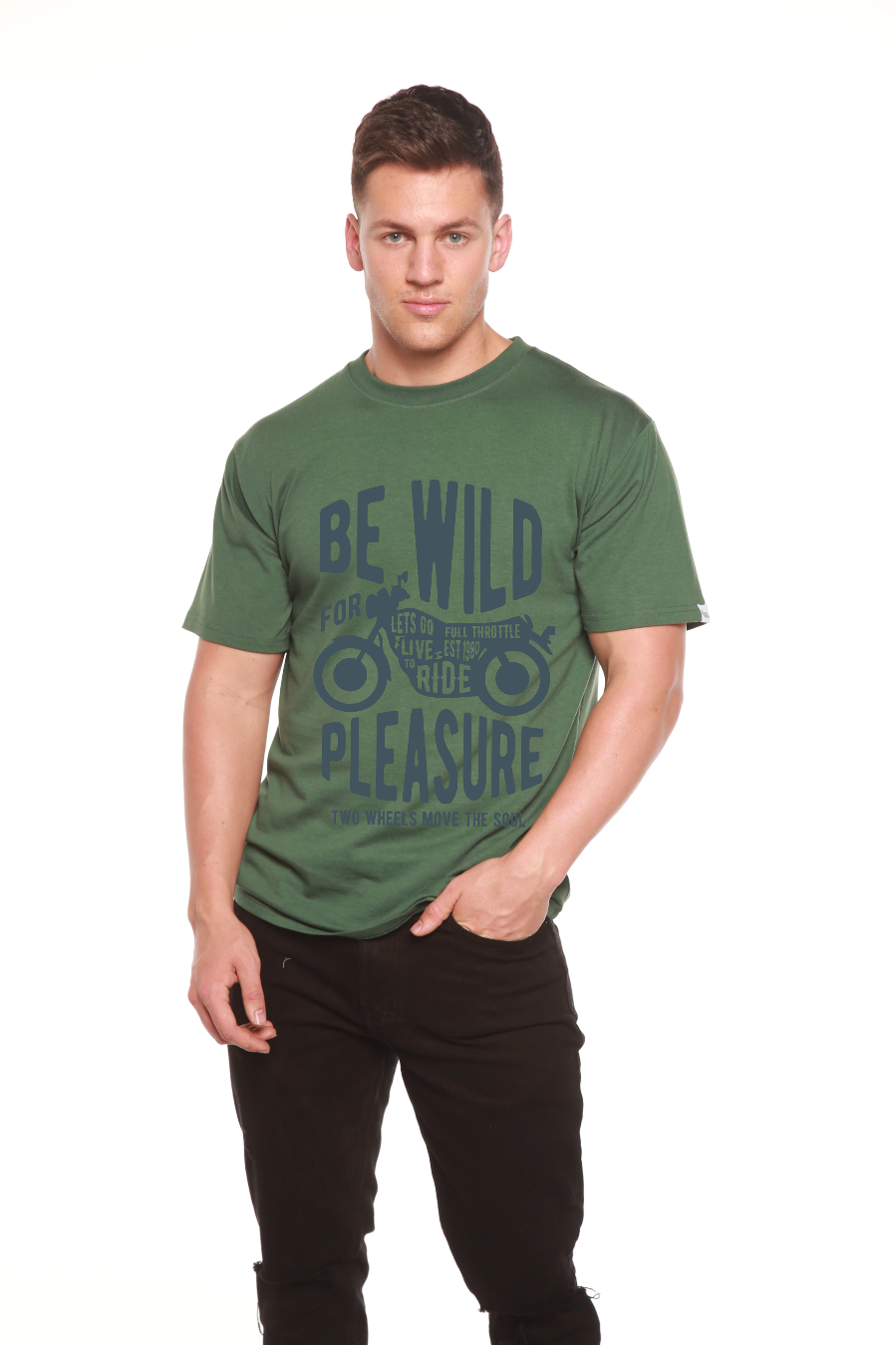 T-shirt graphique à manches courtes Be Wild en viscose de bambou et coton biologique pour homme