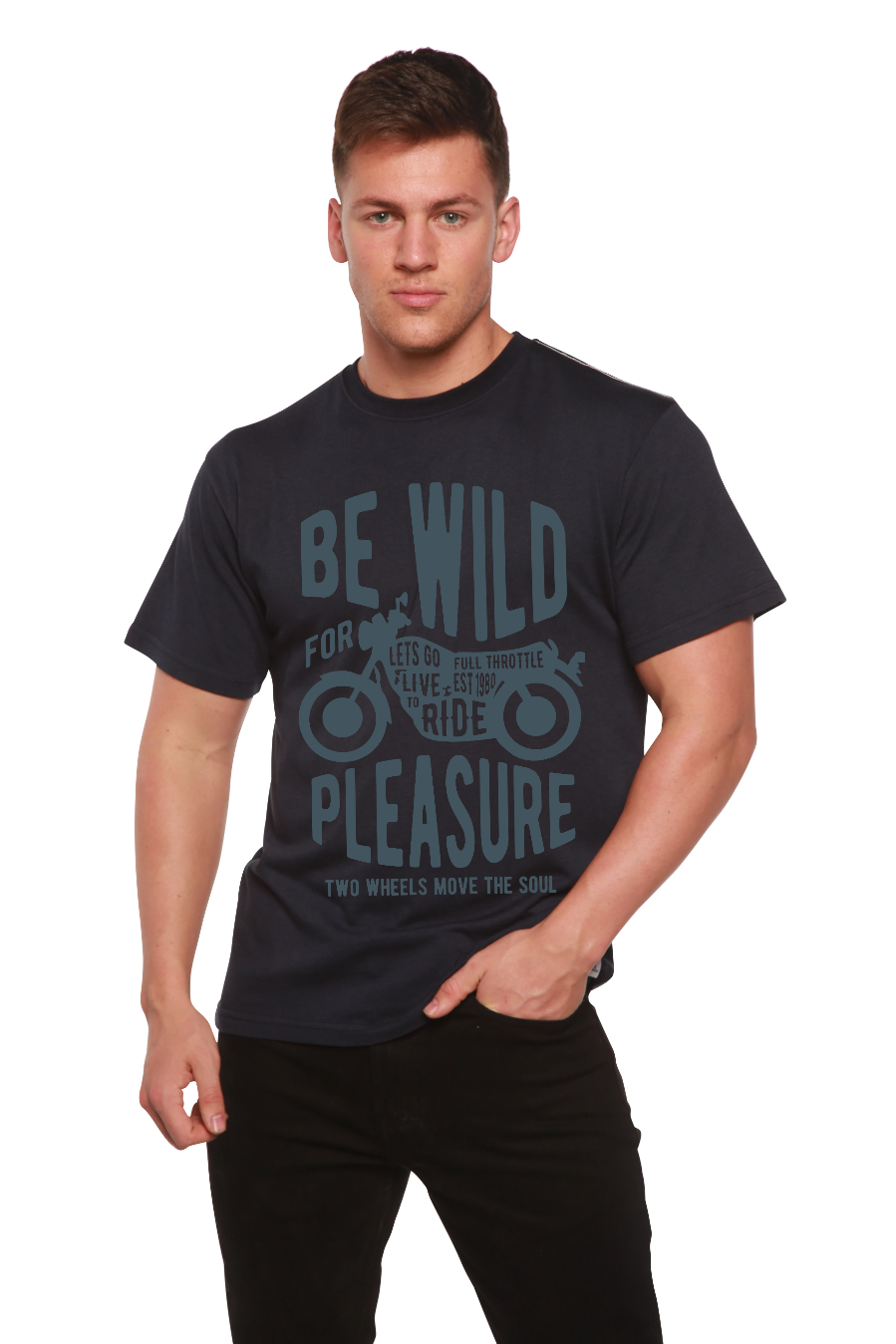T-shirt graphique à manches courtes Be Wild en viscose de bambou et coton biologique pour homme