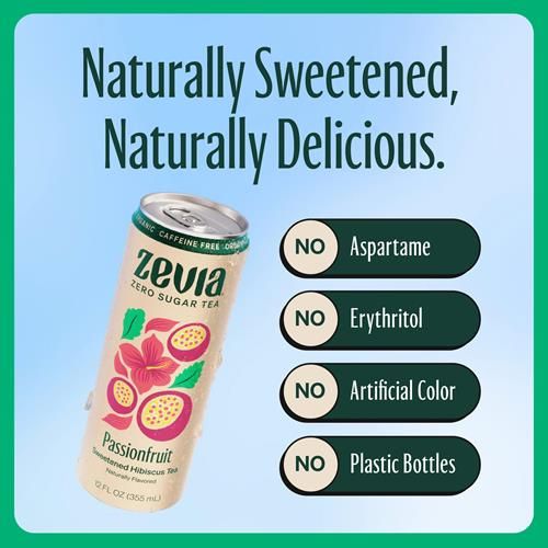 Thé Zevia bio sans caféine hibiscus passion sucré, 355 ml