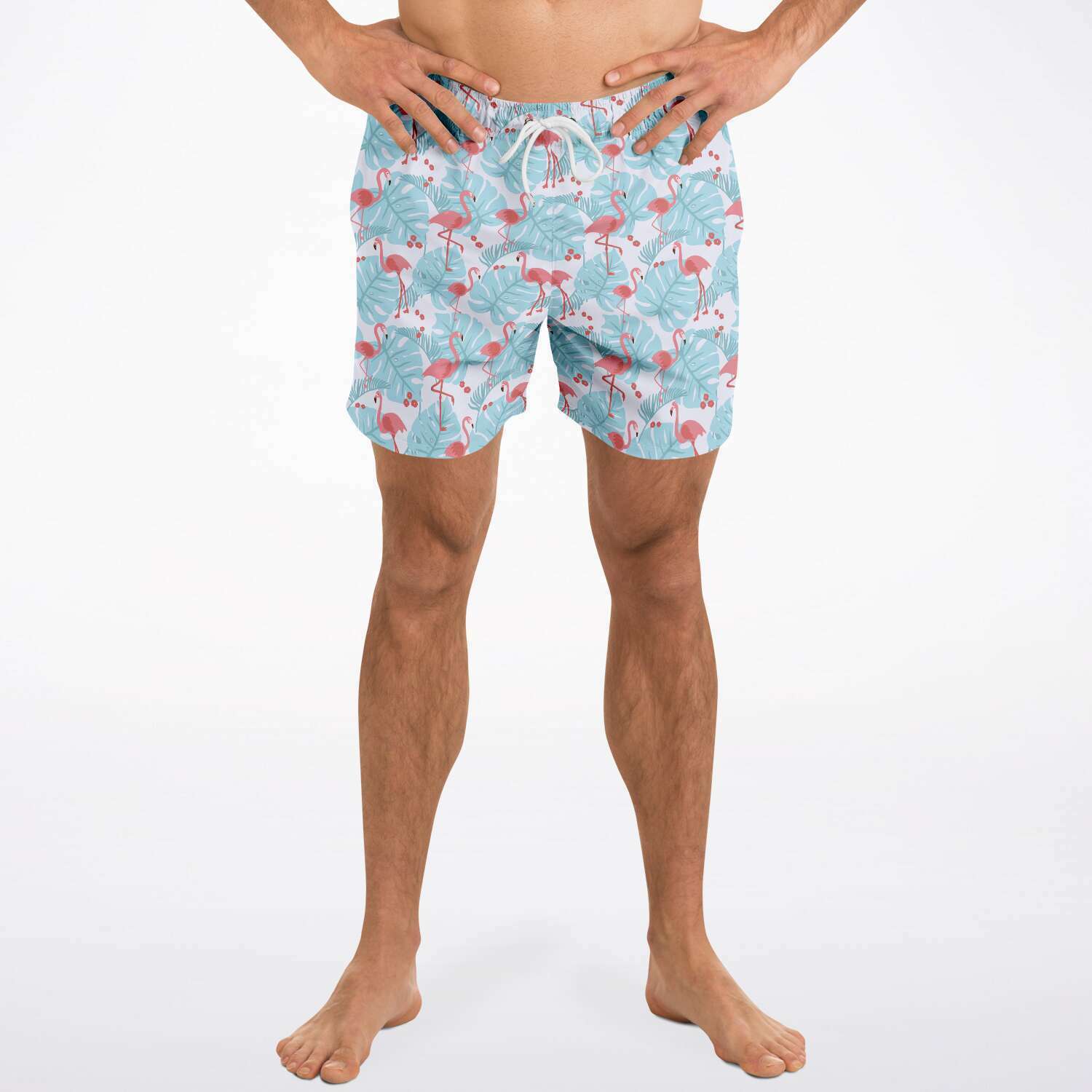 Short de bain Flamant bleu à motifs floraux