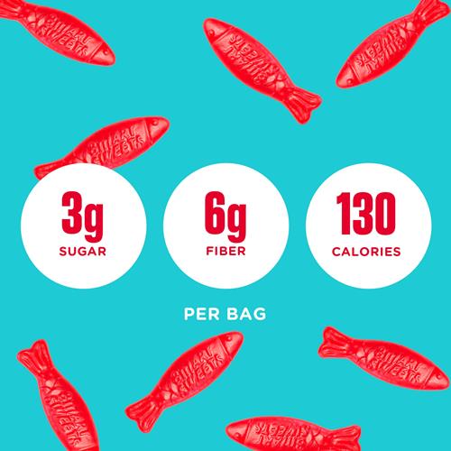 Smartsweets, Poissons Bonbons, Faible Teneur en Sucre (3G), Végétal, Sans Polyols, 1.8 Oz, Baies