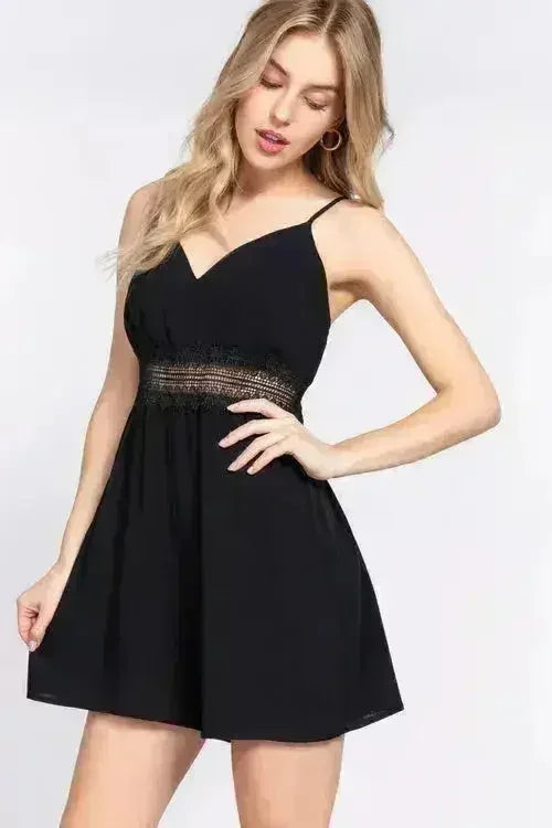 Combinaison caraco ACTIVE BASIC à taille festonnée en dentelle