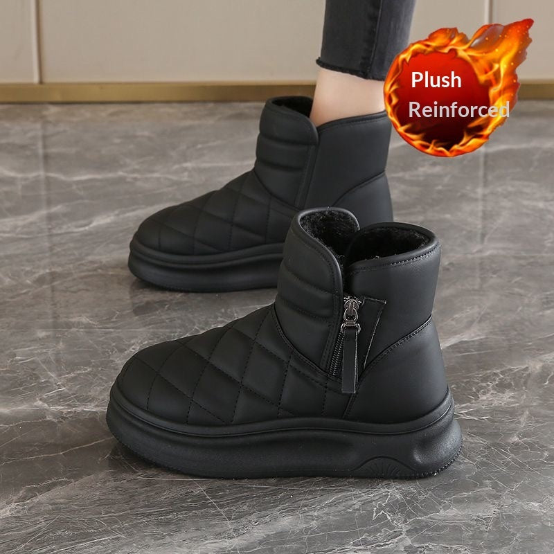Bottes d'hiver chaudes et doublées de polaire pour femme – Bottines décontractées antidérapantes