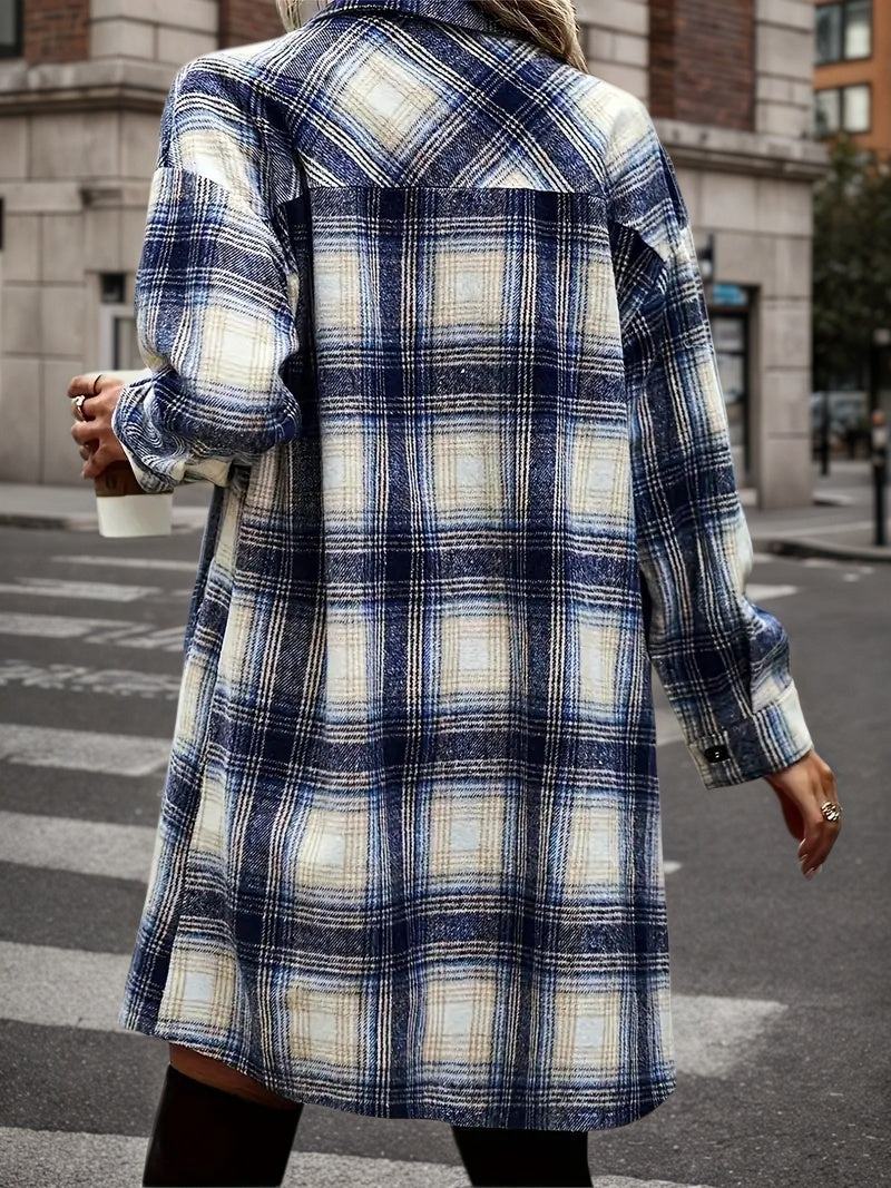 Ensemble shacket à carreaux pour femme – Veste chemise en flanelle et short en jean vieilli