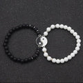 Bracelets perlés pour couple Femme Homme Meilleurs amis Breloques assorties Perles Bracelet mode Noir mat Perles Bracelet pour lui elle Bracelet relation à distance Assorti pour couple Cadeau de Saint-Valentin