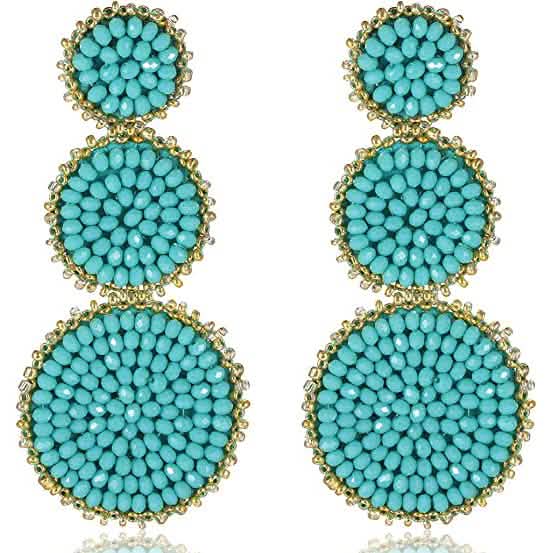 Boucles d'oreilles pendantes perlées Boucles d'oreilles fantaisie en perles de rocaille