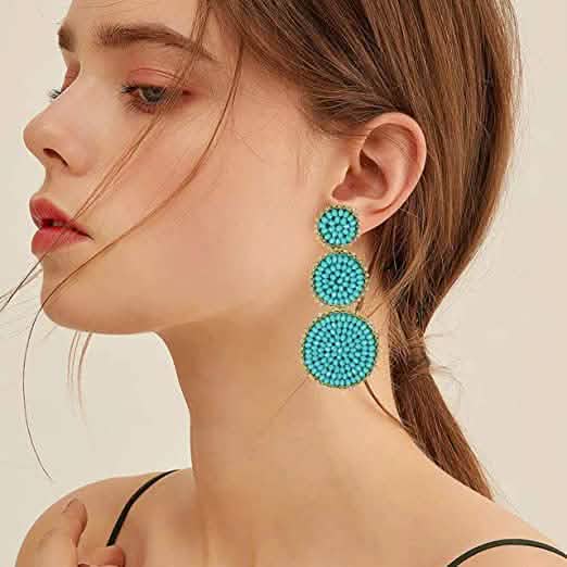 Boucles d'oreilles pendantes perlées Boucles d'oreilles fantaisie en perles de rocaille