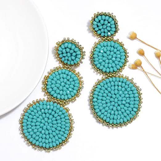 Boucles d'oreilles pendantes perlées Boucles d'oreilles fantaisie en perles de rocaille