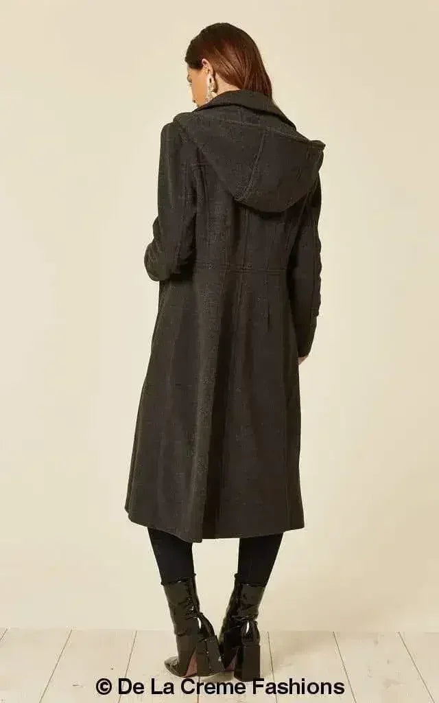 Manteau mi-long à capuche en mélange de laine (1704)