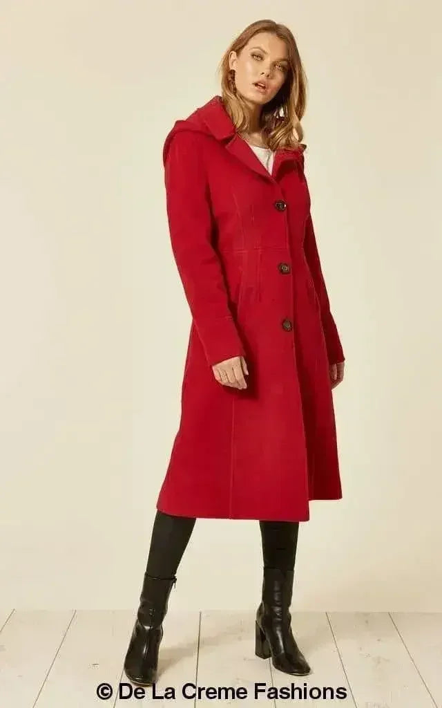 Manteau mi-long à capuche en mélange de laine (1704)