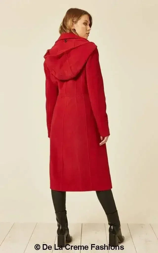 Manteau mi-long à capuche en mélange de laine (1704)
