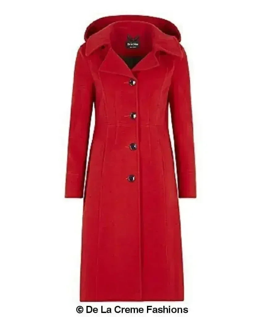 Manteau mi-long à capuche en mélange de laine (1704)