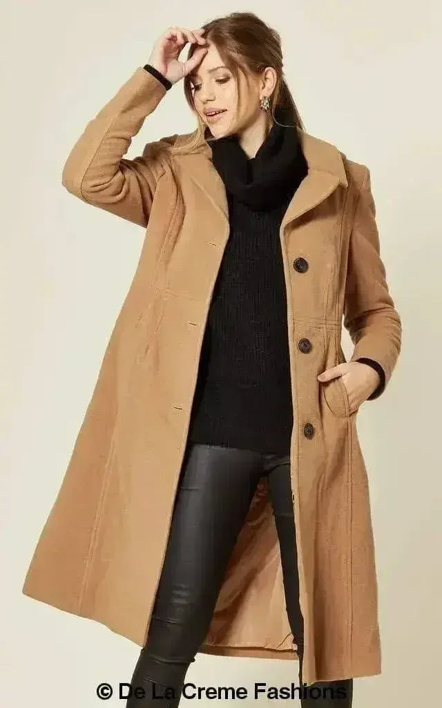 Manteau mi-long à capuche en mélange de laine (1704)