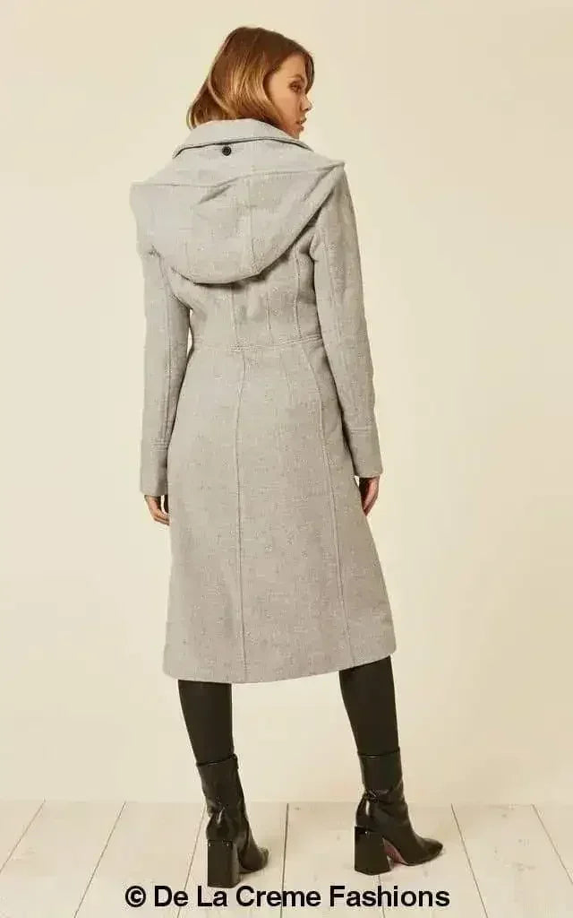 Manteau mi-long à capuche en mélange de laine (1704)