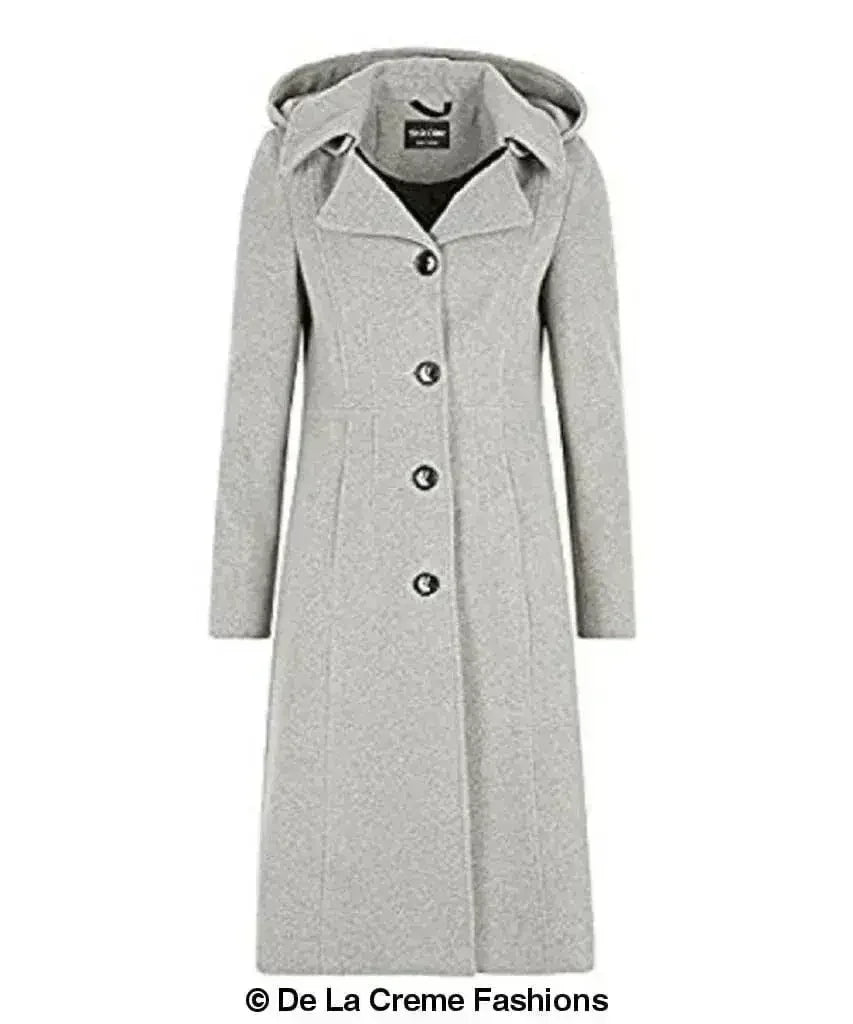 Manteau mi-long à capuche en mélange de laine (1704)