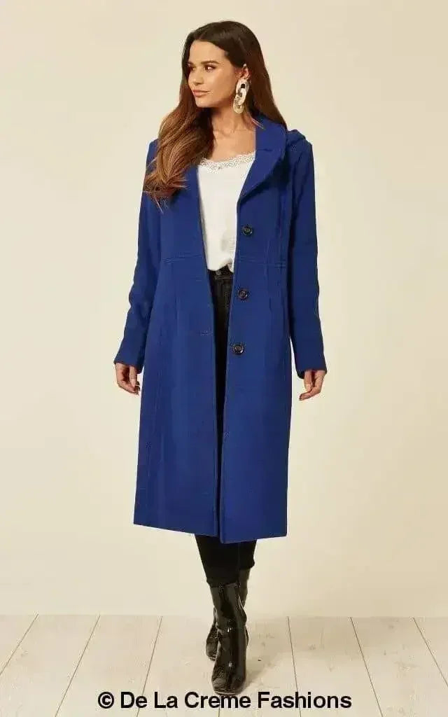 Manteau mi-long à capuche en mélange de laine (1704)
