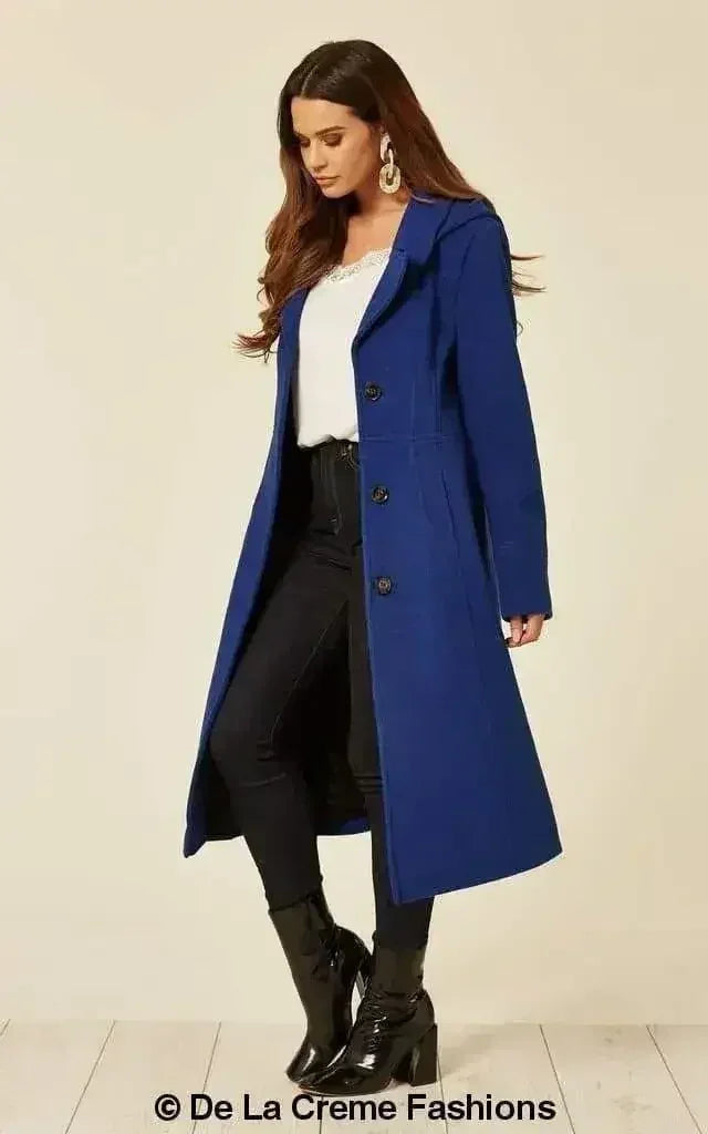Manteau mi-long à capuche en mélange de laine (1704)