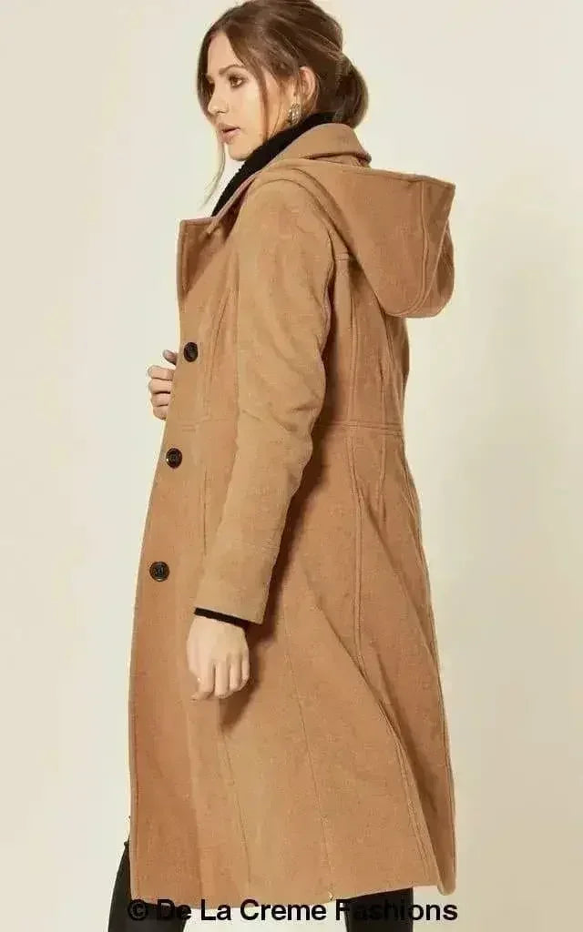 Manteau mi-long à capuche en mélange de laine (1704)