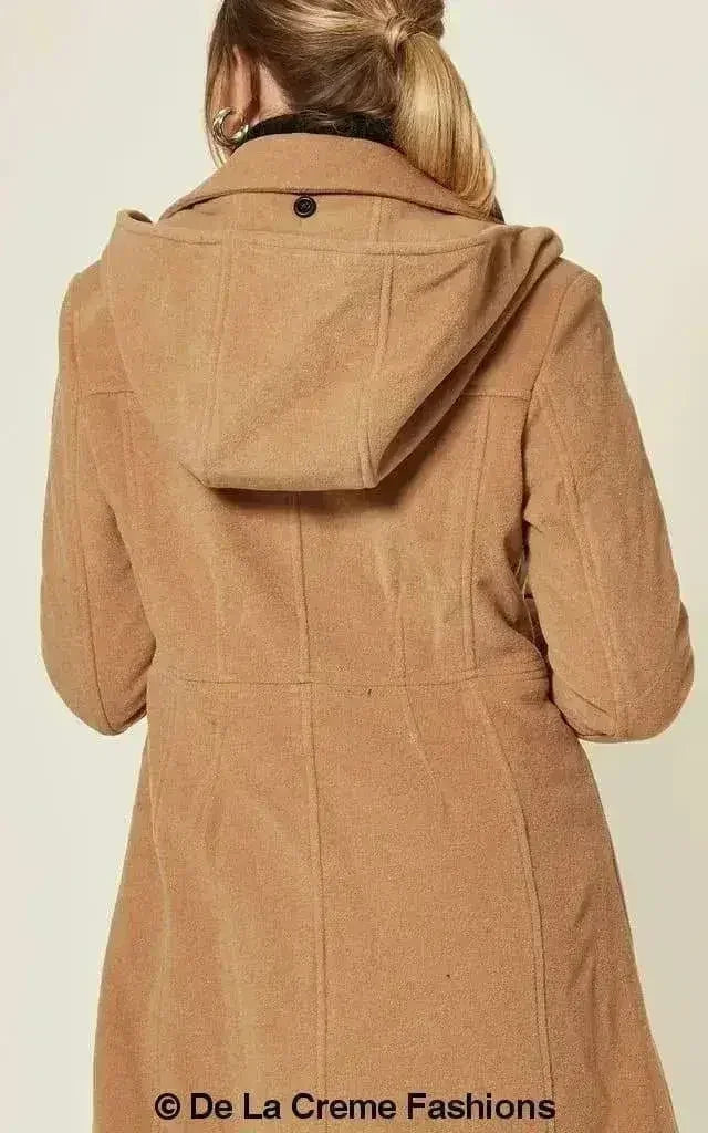 Manteau mi-long à capuche en mélange de laine (1704)