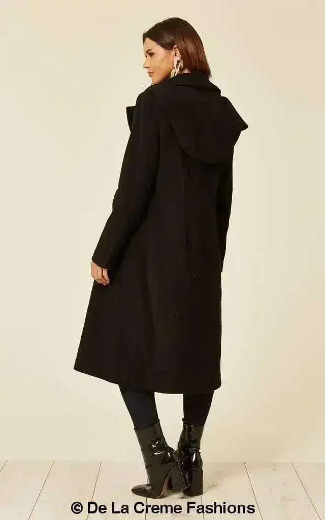 Manteau mi-long à capuche en mélange de laine (1704)