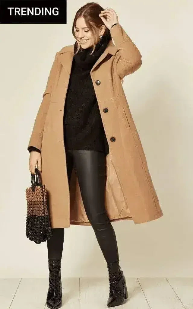 Manteau mi-long à capuche en mélange de laine (1704)