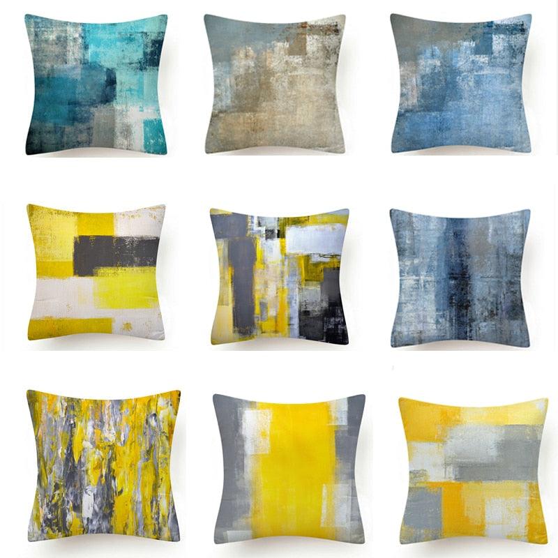 Belle housse de coussin en polyester bleu avec imprimé, douce, en fibre, pour canapé, voiture, œuvres d'art, oreillers décoratifs pour la maison, housse de coussin pour chambre à coucher, canapé, salon, taie d'oreiller.