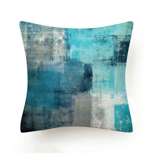 Belle housse de coussin en polyester bleu avec imprimé, douce, en fibre, pour canapé, voiture, œuvres d'art, oreillers décoratifs pour la maison, housse de coussin pour chambre à coucher, canapé, salon, taie d'oreiller.