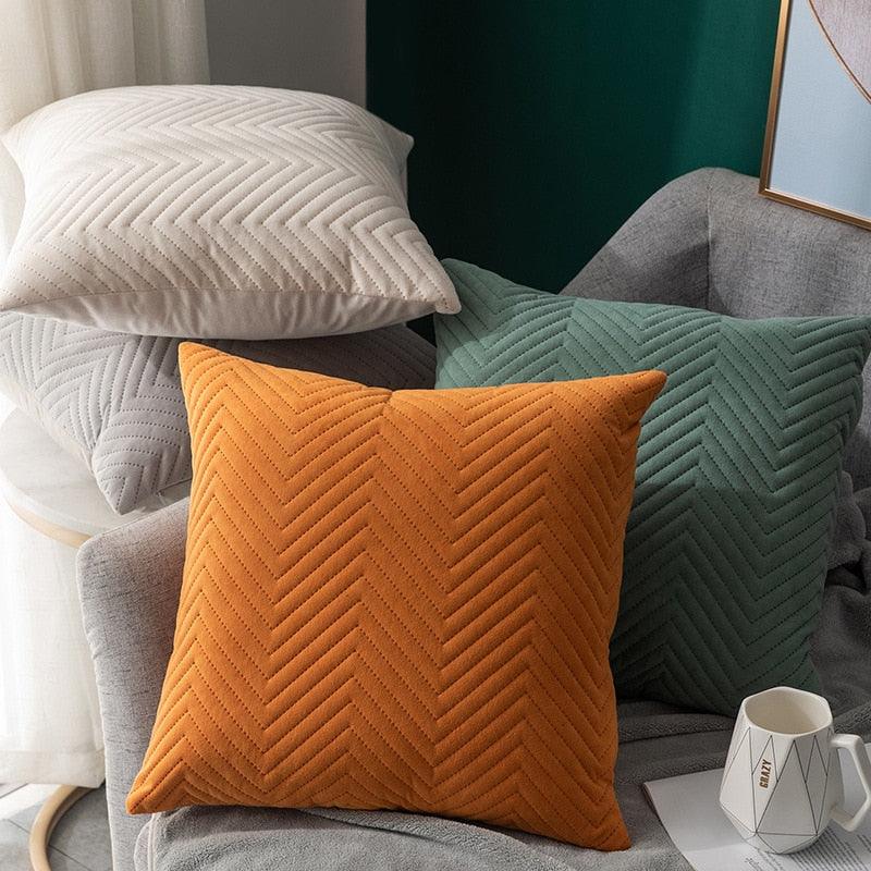 Magnifique Housse de Coussin Matelassée pour Coussins Décoratifs, Housse de Coussin Carrée en Velours pour Canapé de Salon, Décoration Simple, 45x45CM