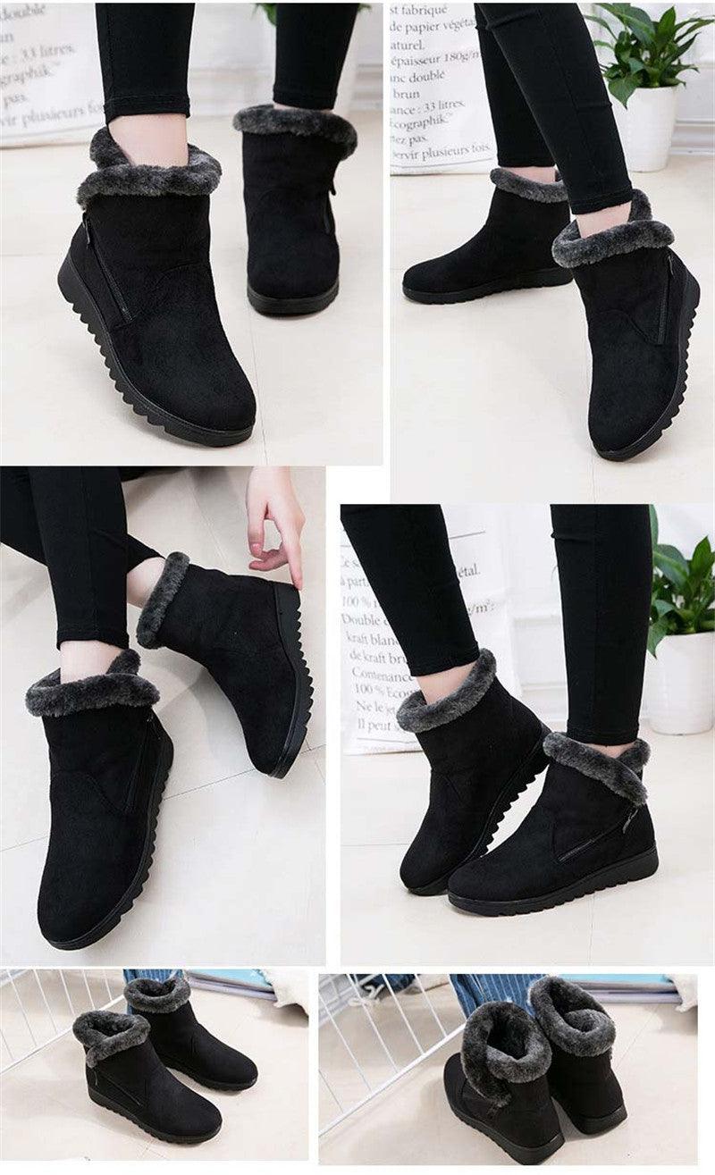 Beautiful Red Womens Ankle Boots New Fashion Waterproof Platform Winter Warm Snow Boots Outdoor Warm Mid-Calf Boot Non-Slip Water Resistant Winter Cold Weather Elegant Shoes