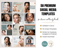 50 Premium Canva Social Media Templates – Skincare & Beauty Brand Kit