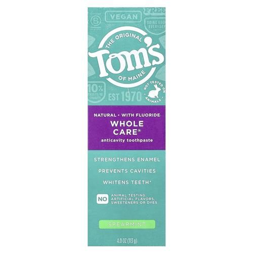 Toms Of Maine Dentifrice Naturel Whole Care au Fluorure, Menthe Verte, 113 g. (L'emballage peut varier)