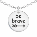 Collier en argent sterling « Be Brave » – Pendentif flèche gravé sur chaîne en argent sterling massif