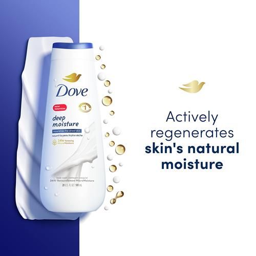 Gel Douche Dove Hydratation Profonde Lot de 2 Pour Peaux Sèches Nettoyant Hydratant Avec Micromoisseur Régénérateur 24h Nourrit Les Peaux Les Plus Sèches 591 ml