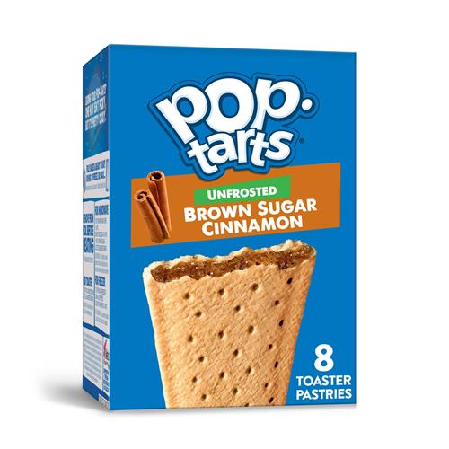 Pop-Tarts Pâtisseries à toaster, aliments pour le petit-déjeuner, collations pour enfants, Cassonade Cannelle Non Glaçée, Boîte de 382g (8 Pop-Tarts)