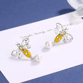 Boucles d'oreilles abeille avec perle et cristaux Swarovski