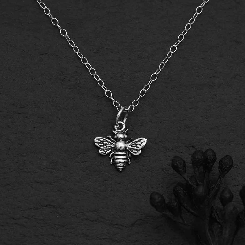 Mini collier abeille en argent sterling – Bijou abeille simple et quotidien